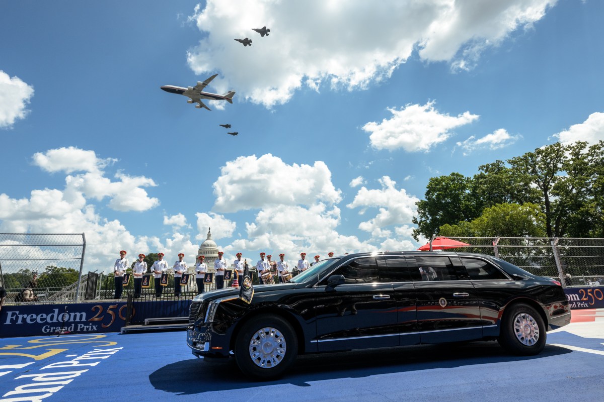 Military performances and flyovers from the Freedom 250 Grand Prix Race in Washington, D.C., Sunday, August 23, 2026. (Official White House Photo by Molly Riley)