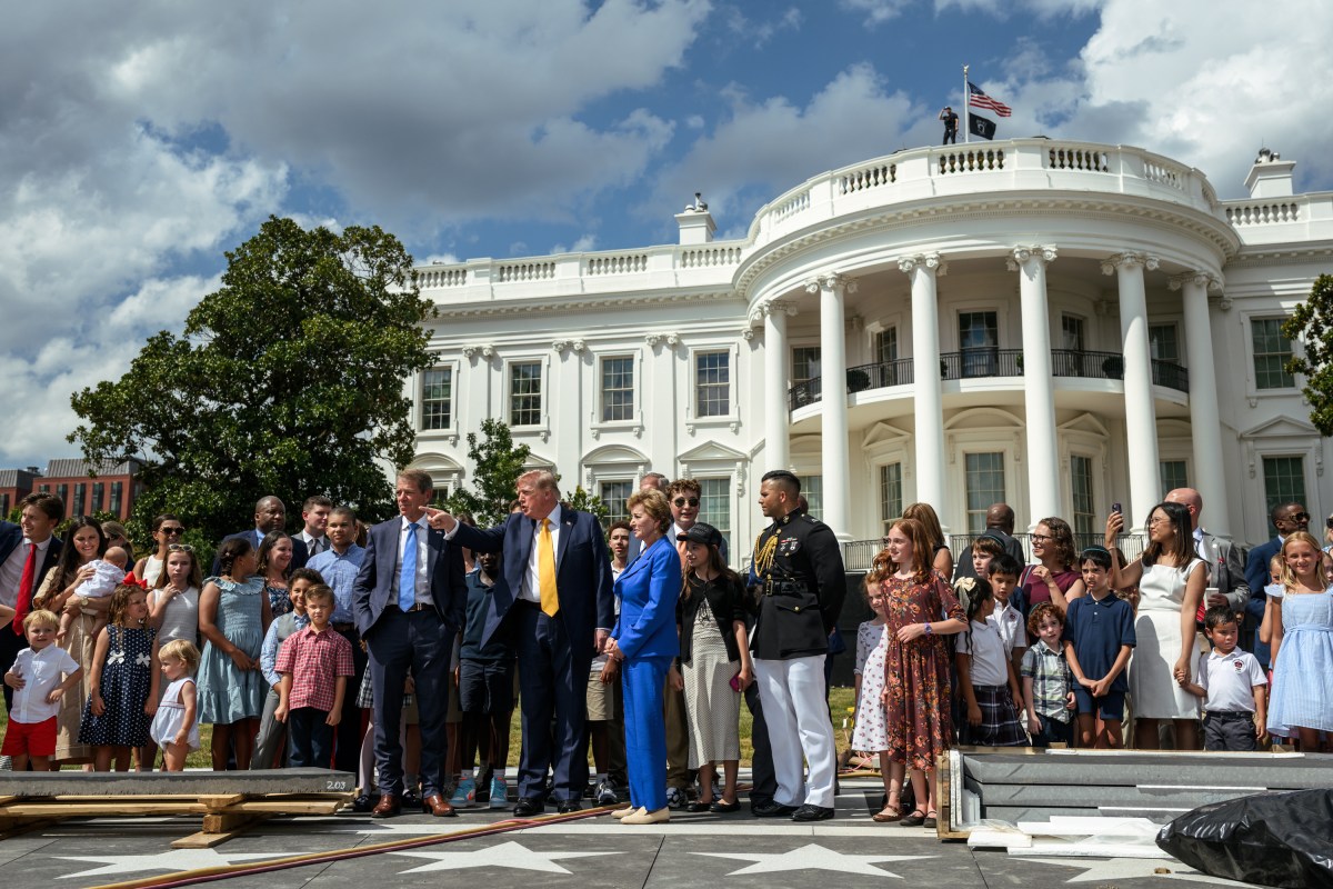 President Donald Trump give a tour of construction on the helipad on the South Lawn after attending a Back to School and Education Freedom event, Monday, August 24, 2026, in the White House Rose Garden. (Official White House Photo by Joyce N. Boghosian)