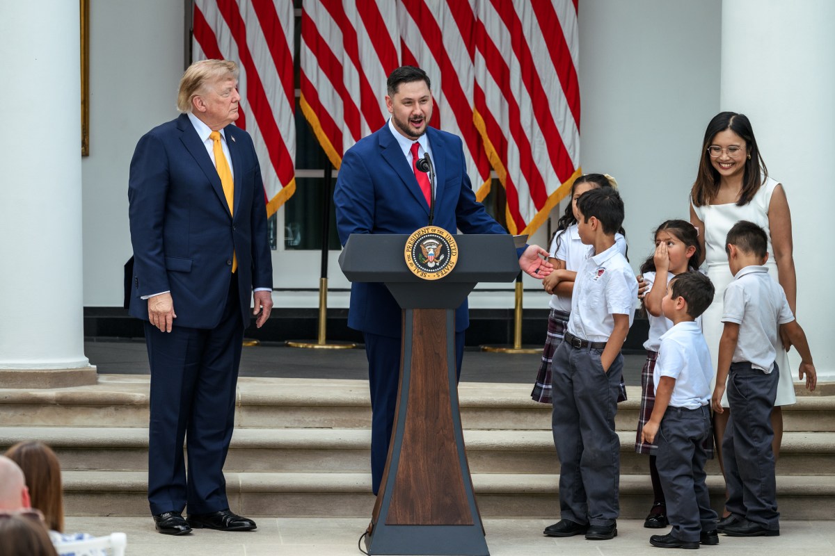 President Donald Trump attends a Back to School and Education Freedom event, Monday, August 24, 2026, in the White House Rose Garden. (Official White House Photo by Molly Riley)