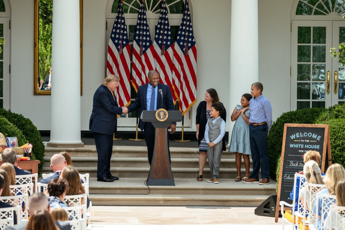 President Donald Trump attends a Back to School and Education Freedom event, Monday, August 24, 2026, in the White House Rose Garden. (Official White House Photo by Molly Riley)