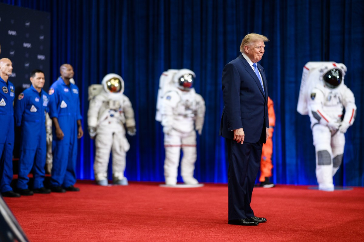 President Donald J. Trump delivers remarks before a Congressional Space Medal of Honor Ceremony at the NASA Johnson Space Center, Friday, August 28, 2026, in Houston, Texas. (Official White House Photo by Daniel Torok)