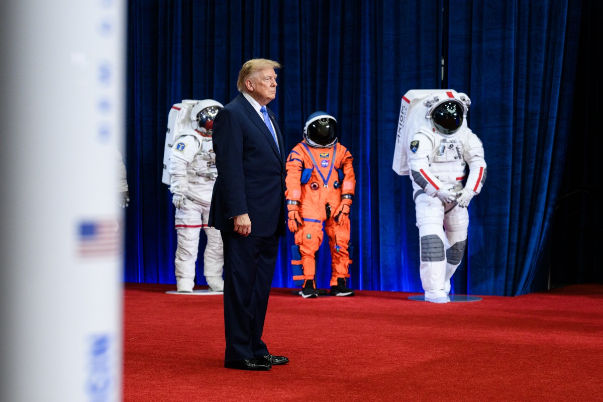 President Donald J. Trump delivers remarks before a Congressional Space Medal of Honor Ceremony at the NASA Johnson Space Center, Friday, August 28, 2026, in Houston, Texas. (Official White House Photo by Daniel Torok)