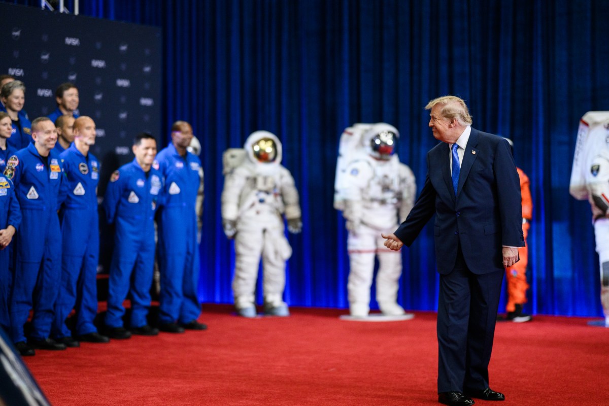 President Donald J. Trump delivers remarks before a Congressional Space Medal of Honor Ceremony at the NASA Johnson Space Center, Friday, August 28, 2026, in Houston, Texas. (Official White House Photo by Daniel Torok)