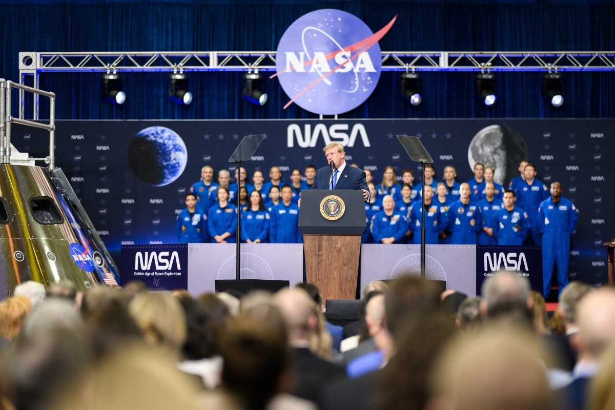 President Donald J. Trump delivers remarks before a Congressional Space Medal of Honor Ceremony at the NASA Johnson Space Center, Friday, August 28, 2026, in Houston, Texas. (Official White House Photo by Daniel Torok)