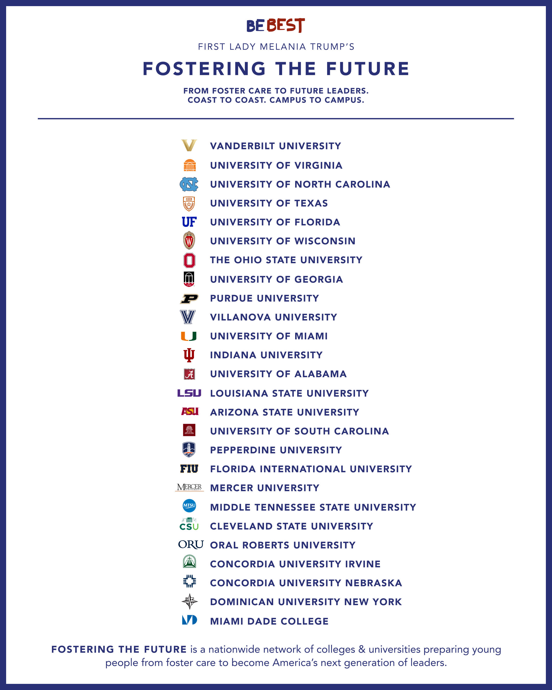 $2 Million Donation Expands First Lady Melania Trump’s Fostering the Future Initiative to Indiana University and Purdue University