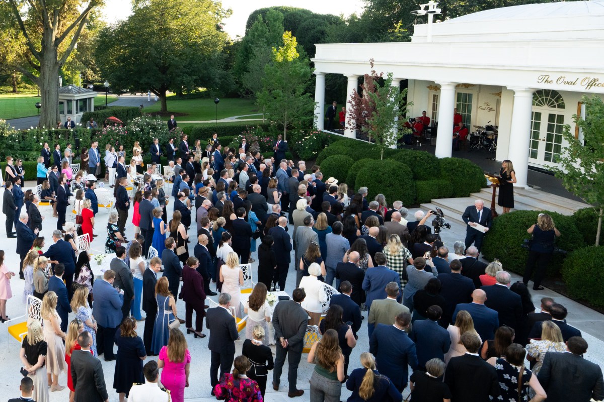 First Lady Melania Trump delivers remarks at the White House Historical Association Presidential Sites Summit in the Rose Garden, Wednesday, September, 9, 2026, at the White House. (Official White House Photo by Andrea Hanks)