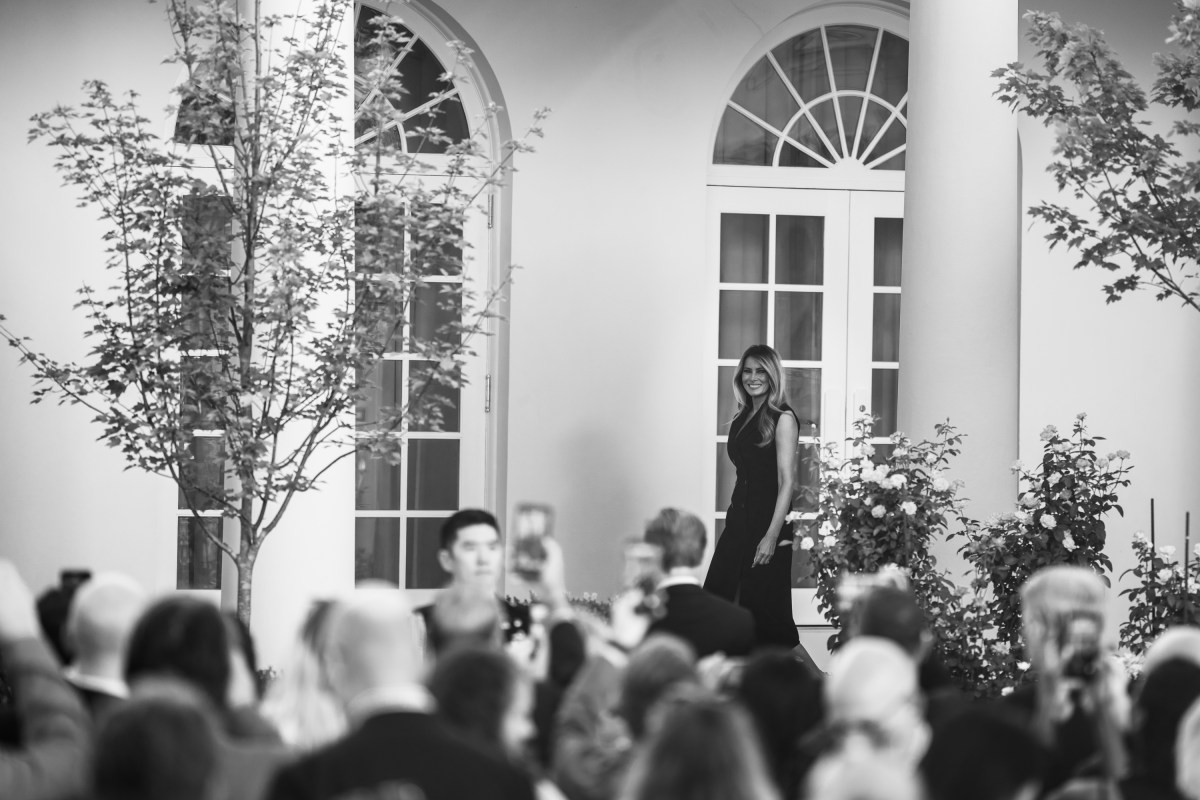 First Lady Melania Trump walks along the West Colonnade prior to attending the White House Historical Association Presidential Sites Summit in the Rose Garden, Wednesday, September, 9, 2026, at the White House. (Official White House Photo by Cody Hendrix)