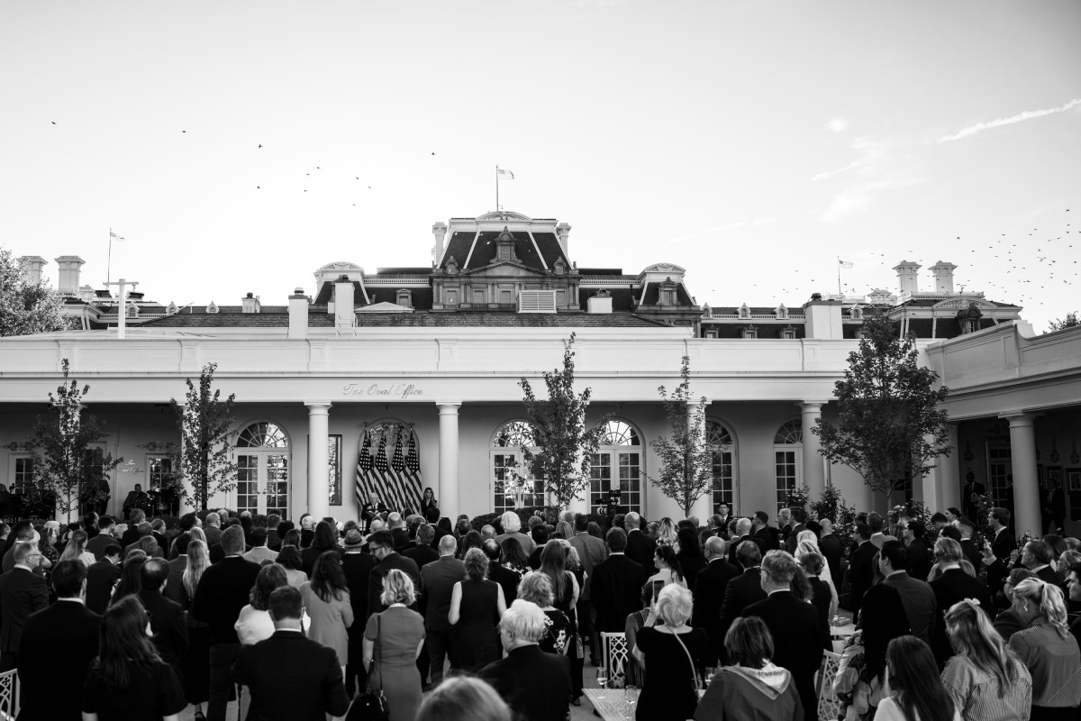 John Rodgers, Chairman of the White House Historical Association, delivers remarks at the White House Historical Association Presidential Sites Summit in the Rose Garden, Wednesday, September, 9, 2026, at the White House. (Official White House Photo by Cody Hendrix)
