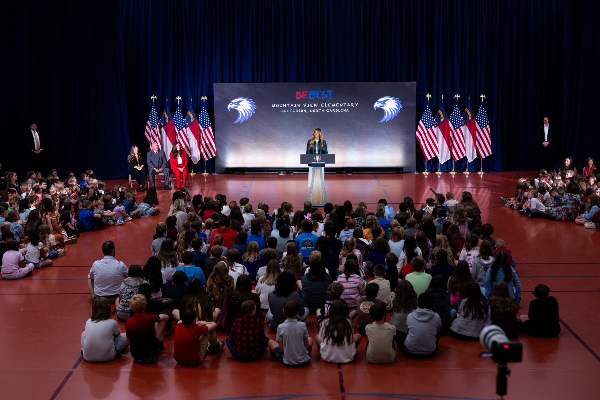First Lady Melania Trump visits Mountain View Elementary School in Ashe County, North Carolina on Tuesday, September 15, 2026, to promote community resilience and educational technology in schools.  (Official White House Photo by Andrea Hanks)
