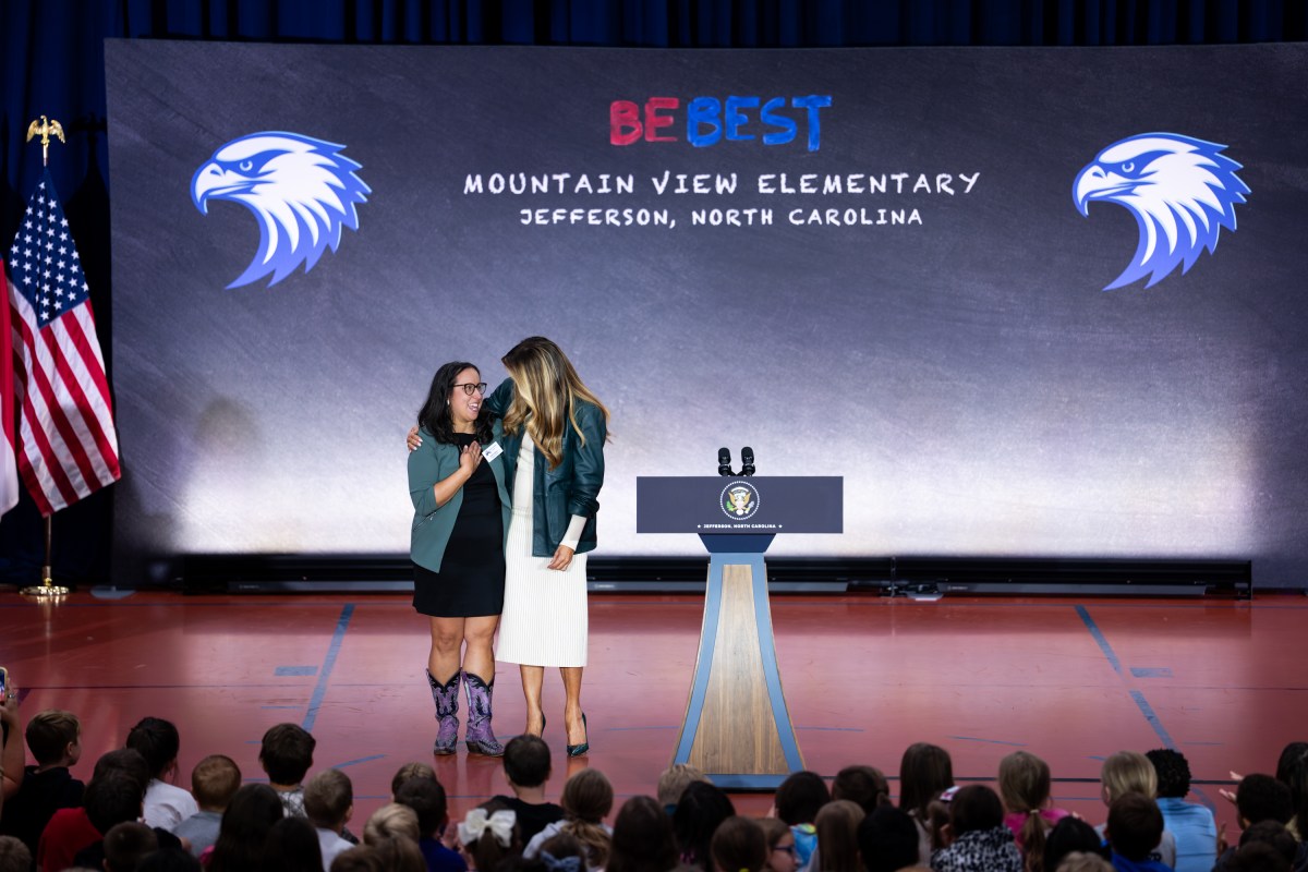 First Lady Melania Trump visits Mountain View Elementary School in Ashe County, North Carolina on Tuesday, September 15, 2026, to promote community resilience and educational technology in schools.  (Official White House Photo by Andrea Hanks)