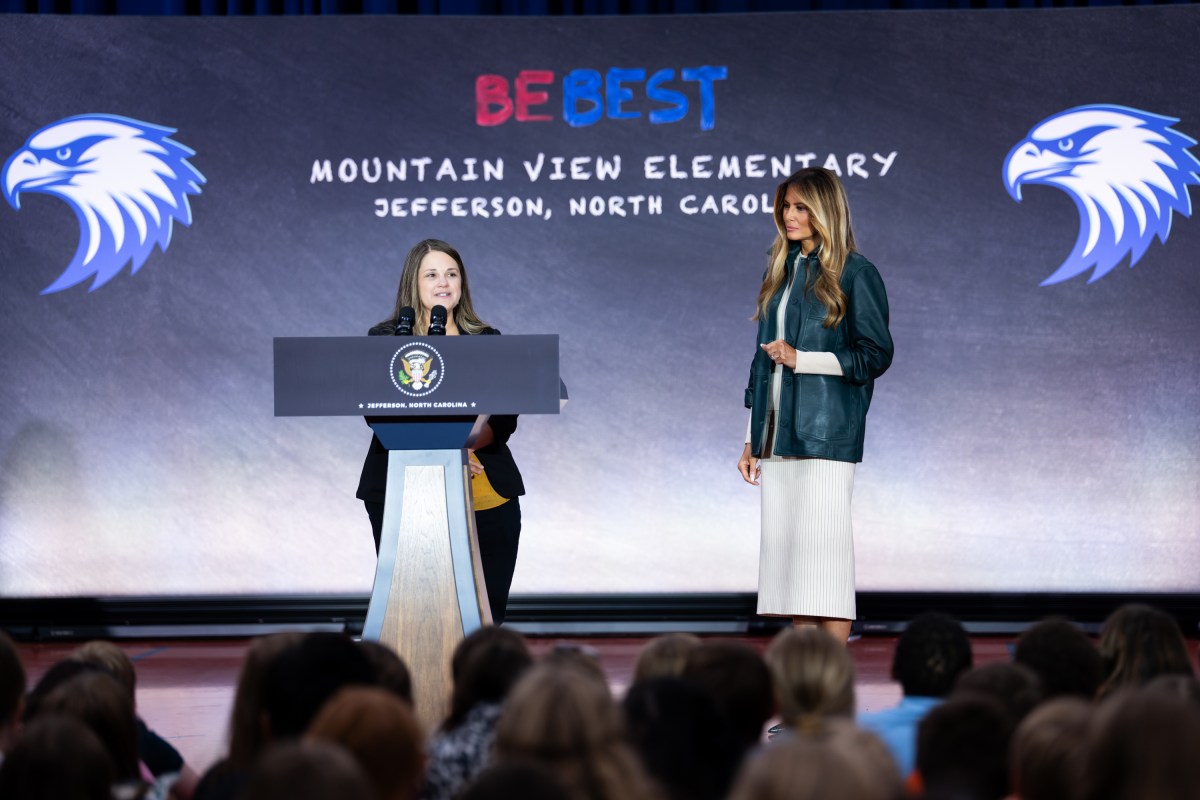 First Lady Melania Trump visits Mountain View Elementary School in Ashe County, North Carolina on Tuesday, September 15, 2026, to promote community resilience and educational technology in schools.  (Official White House Photo by Andrea Hanks)