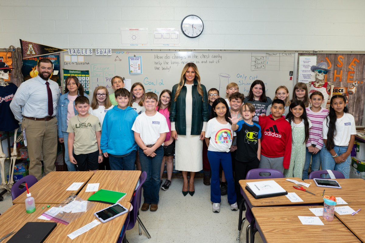 First Lady Melania Trump visits Mountain View Elementary School in Ashe County, North Carolina on Tuesday, September 15, 2026, to promote community resilience and educational technology in schools.  (Official White House Photo by Andrea Hanks)