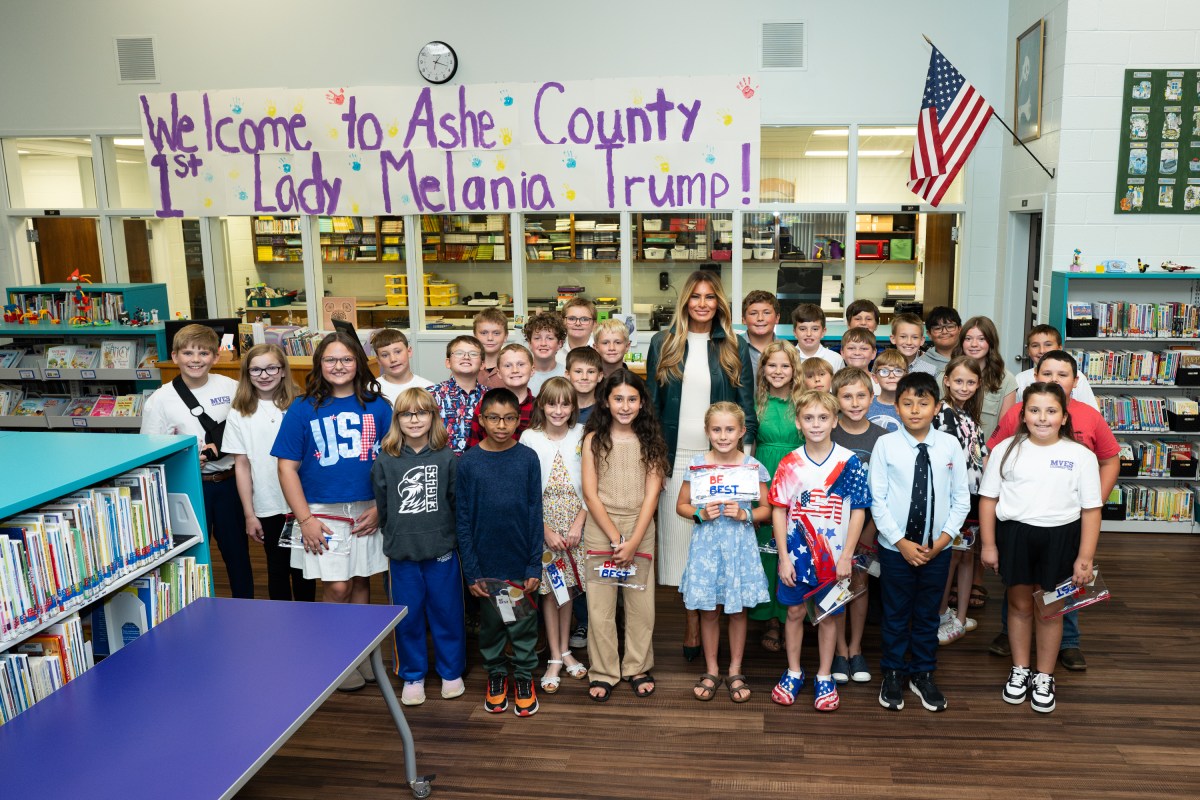 First Lady Melania Trump visits Mountain View Elementary School in Ashe County, North Carolina on Tuesday, September 15, 2026, to promote community resilience and educational technology in schools.  (Official White House Photo by Andrea Hanks)