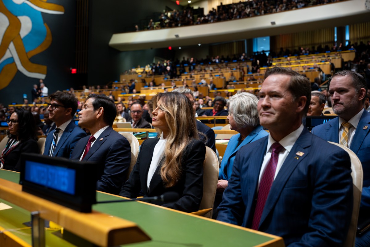 First Lady Melania Trump attends President Donald J. Trump’s remarks to the 80th session of the United Nations General Assembly, Tuesday, September 22, 2026, at U.N. Headquarters in New York City. (Official White House Photo by Andrea Hanks)