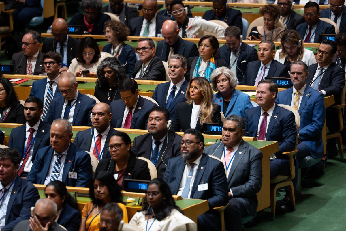 First Lady Melania Trump attends President Donald J. Trump’s remarks to the 80th session of the United Nations General Assembly, Tuesday, September 22, 2026, at U.N. Headquarters in New York City. (Official White House Photo by Andrea Hanks)