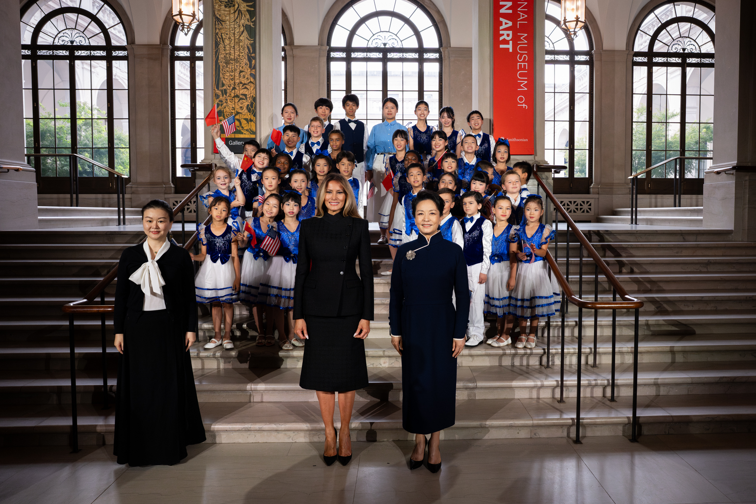 First Lady Melania Trump and First Lady Peng Liyuan tour the Smithsonian National Museum of Asian Art in Washington, D.C., Thursday, September 24, 2026. (Official White House Photo by Andrea Hanks)