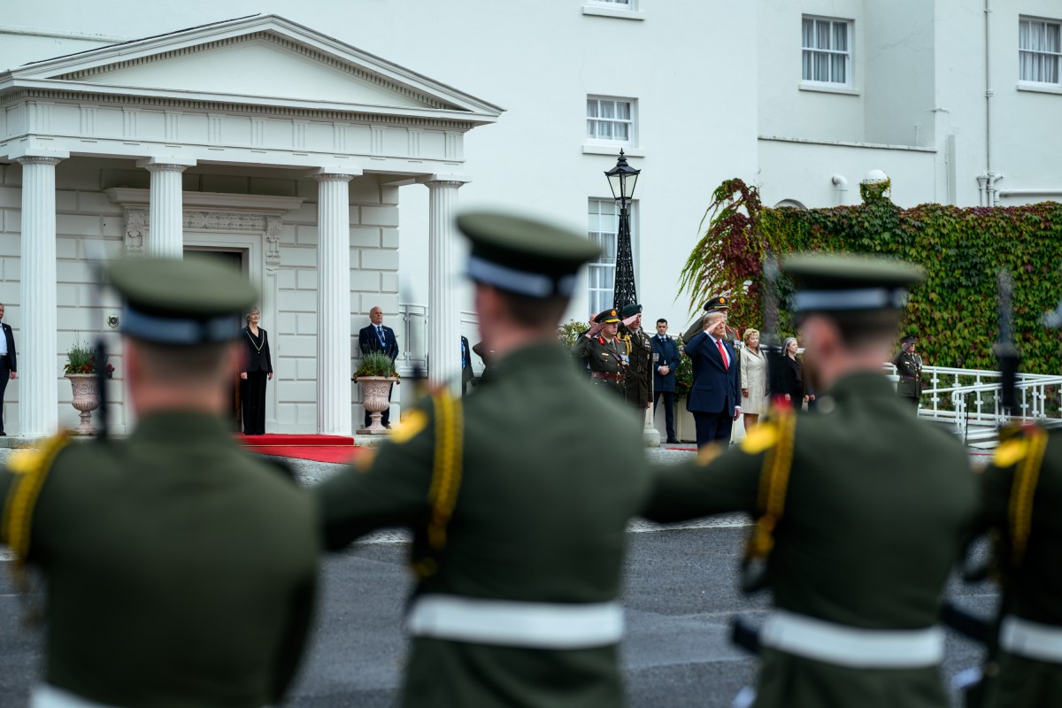 U.S. President Donald J. Trump participates in an arrival ceremony with President Catherine Connolly at Aras An Uachtarai, the official residence of the president of Ireland, Saturday, September 12, 2026, in Dublin. (Official White House Photo by Daniel Torok)