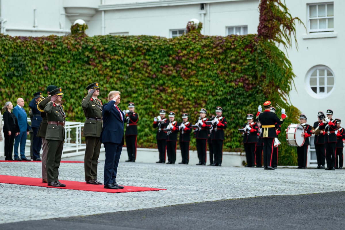 U.S. President Donald J. Trump participates in an arrival ceremony with President Catherine Connolly at Aras An Uachtarai, the official residence of the president of Ireland, Saturday, September 12, 2026, in Dublin. (Official White House Photo by Daniel Torok)