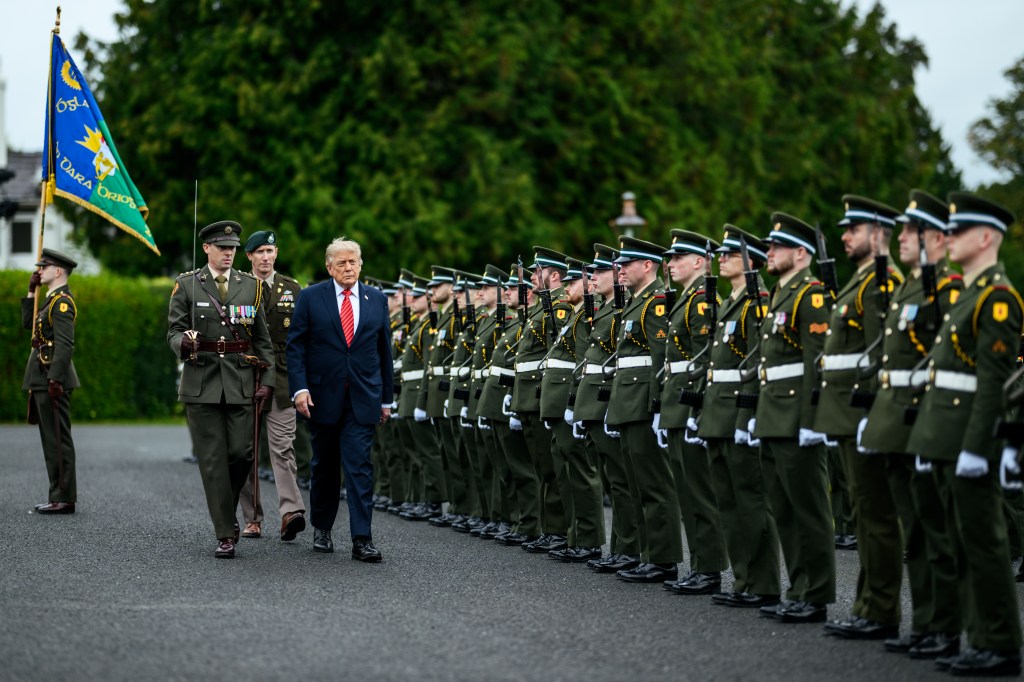 U.S. President Donald J. Trump participates in an arrival ceremony with President Catherine Connolly at Aras An Uachtarai, the official residence of the president of Ireland, Saturday, September 12, 2026, in Dublin. (Official White House Photo by Daniel Torok)