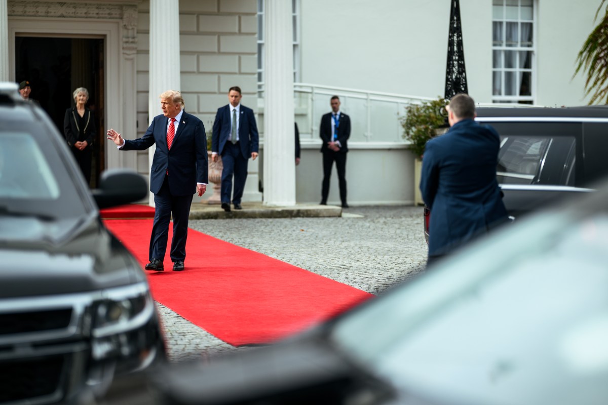 President Donald J. Trump greets Taoiseach Michael Martin at Farmleigh House, the official Irish state guest house, Saturday, September 12, 2026, in Dublin. (Official White House Photo by Daniel Torok)