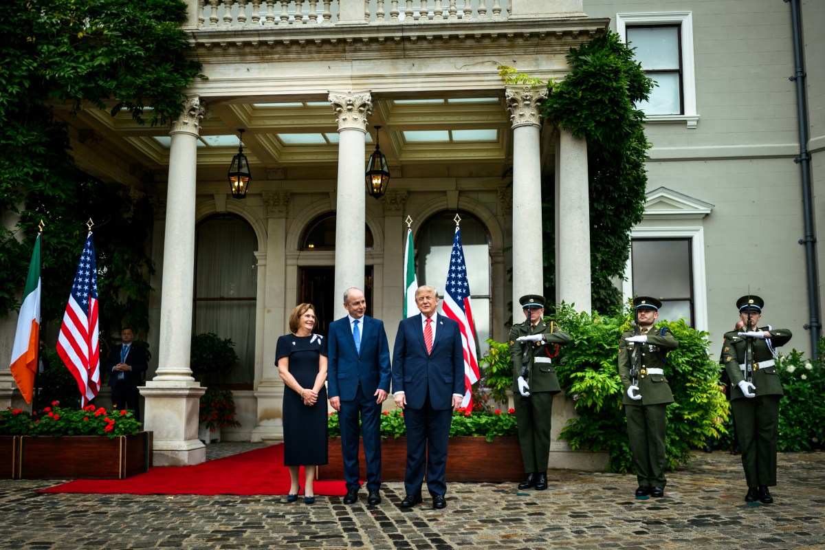 President Donald J. Trump greets Taoiseach Michael Martin at Farmleigh House, the official Irish state guest house, Saturday, September 12, 2026, in Dublin. (Official White House Photo by Daniel Torok)