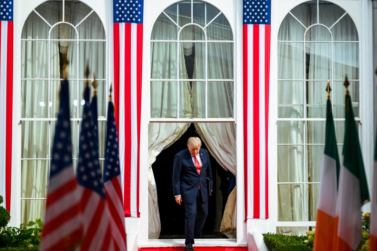 President Donald J. Trump delivers remarks to business leaders and embassy personnel at Deerfield Residence, the official residence of the U.S. Ambassador to Ireland, Saturday, September 12, 2026, in Dublin. (Official White House Photo by Daniel Torok)