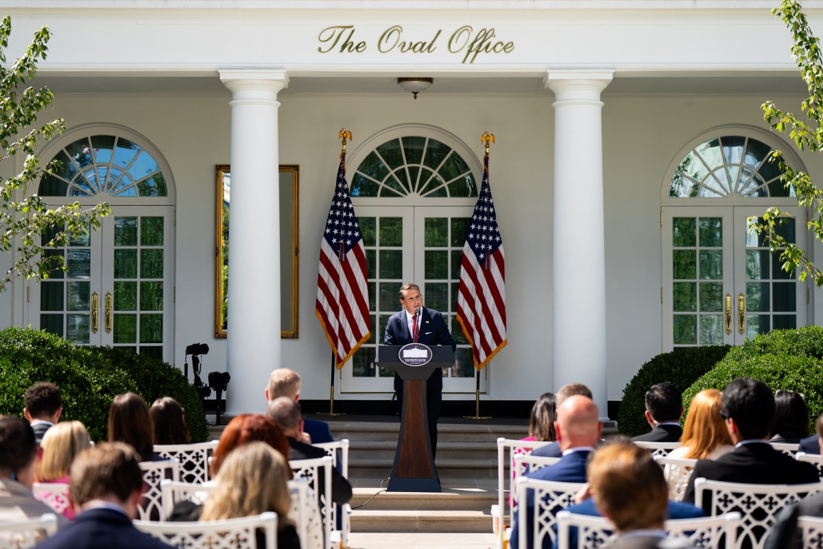 Attorney General, Todd Blanche, holds a press briefing in the Rose Garden of the White House, Tuesday, September 15, 2026. (Official White House Photo by Cashen Turner)