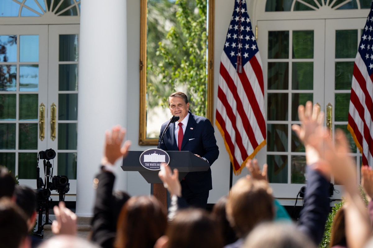 Attorney General, Todd Blanche, holds a press briefing in the Rose Garden of the White House, Tuesday, September 15, 2026. (Official White House Photo by Cashen Turner)