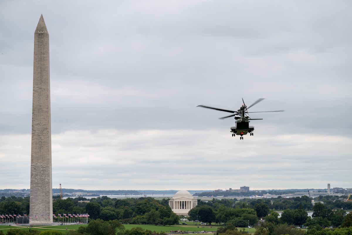 Marine One departs the South Lawn of the White House from the new helipad, Monday, September 21, 2026, en route Joint Base Andrews for President Donald J. Trump’s trip to New York.  (Official White House Photo by Molly Riley)