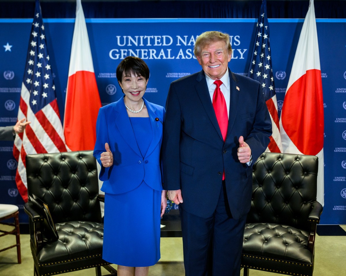 President Donald J. Trump participates in a pull-aside meeting with Japanese Prime Minister Sanae Takaichi, at the United Nations Headquarters in New York City, Tuesday, September 22, 2026. (Official White House Photo by Daniel Torok)