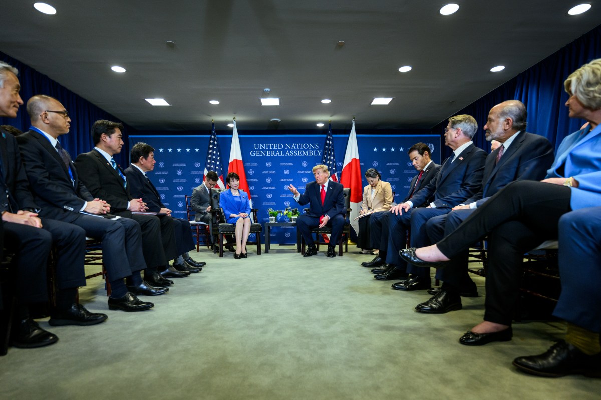 President Donald J. Trump participates in a pull-aside meeting with Japanese Prime Minister Sanae Takaichi, at the United Nations Headquarters in New York City, Tuesday, September 22, 2026. (Official White House Photo by Daniel Torok)