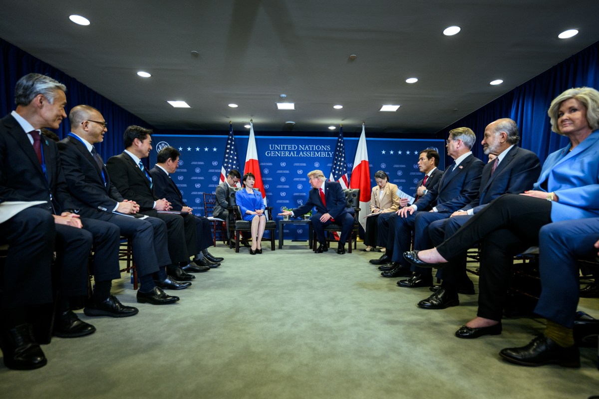 President Donald J. Trump participates in a pull-aside meeting with Japanese Prime Minister Sanae Takaichi, at the United Nations Headquarters in New York City, Tuesday, September 22, 2026. (Official White House Photo by Daniel Torok)