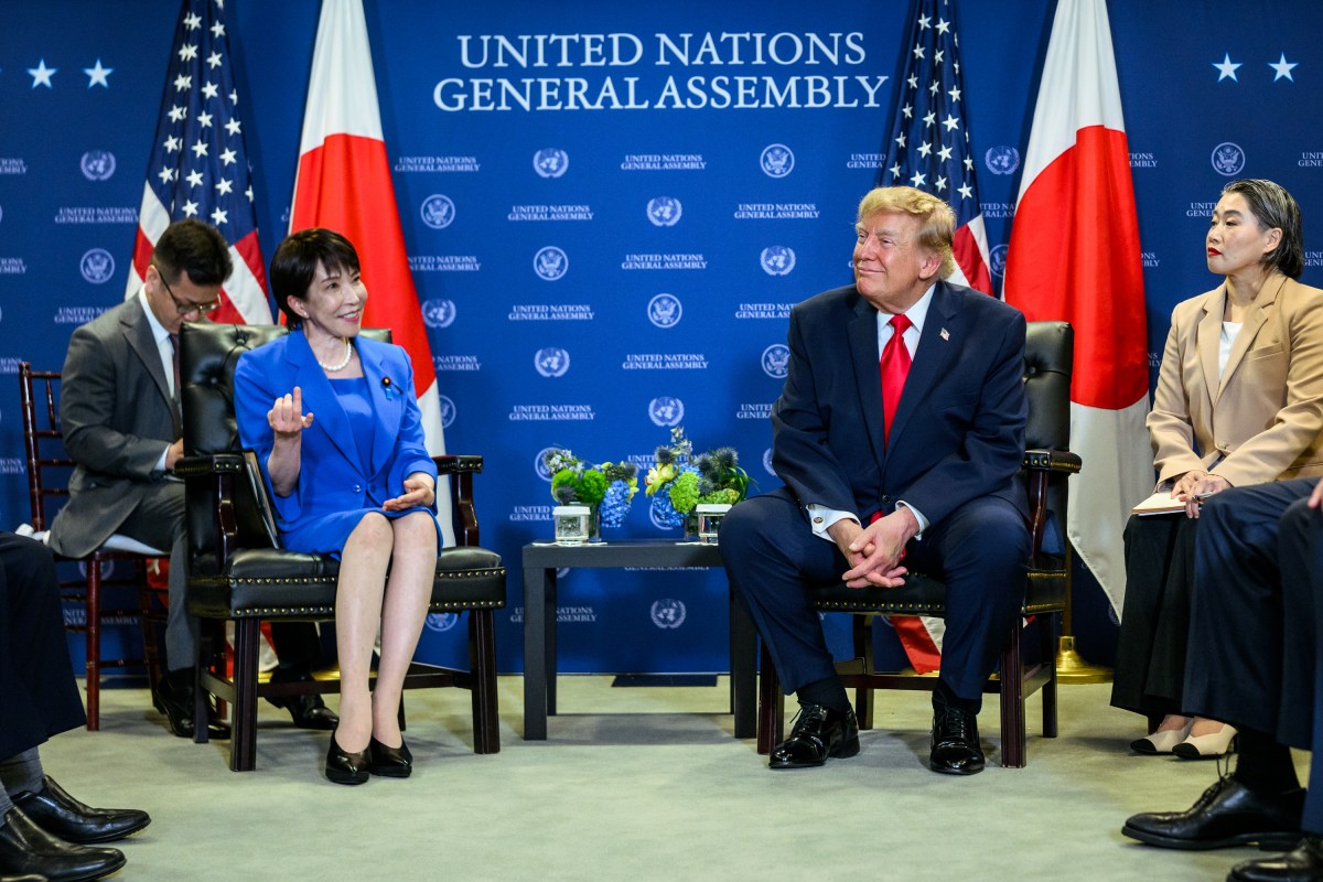 President Donald J. Trump participates in a pull-aside meeting with Japanese Prime Minister Sanae Takaichi, at the United Nations Headquarters in New York City, Tuesday, September 22, 2026. (Official White House Photo by Daniel Torok)