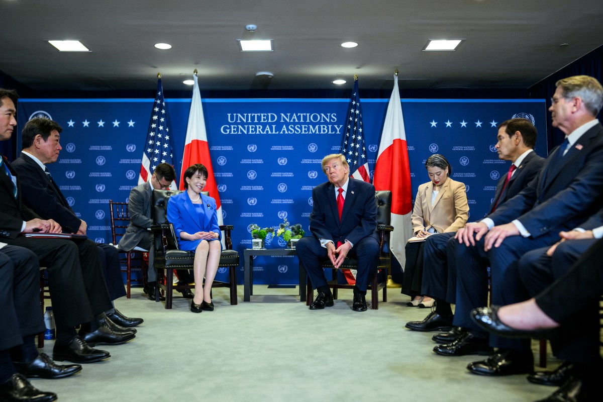 President Donald J. Trump participates in a pull-aside meeting with Japanese Prime Minister Sanae Takaichi, at the United Nations Headquarters in New York City, Tuesday, September 22, 2026. (Official White House Photo by Daniel Torok)