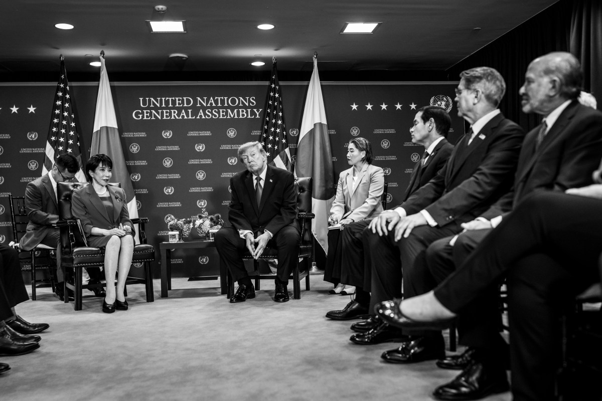 President Donald J. Trump participates in a pull-aside meeting with Japanese Prime Minister Sanae Takaichi, at the United Nations Headquarters in New York City, Tuesday, September 22, 2026. (Official White House Photo by Daniel Torok)