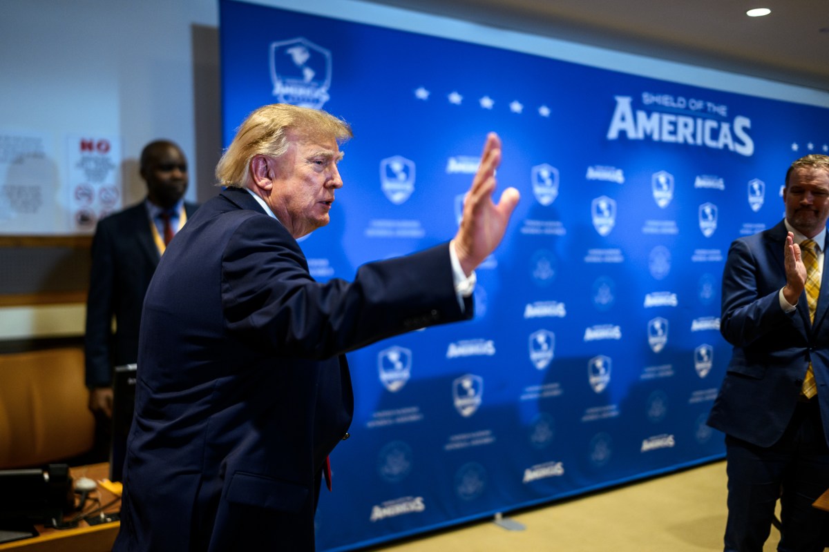 Donald Trump durante evento do Shield of America na sede das Nações Unidas, em Nova York.