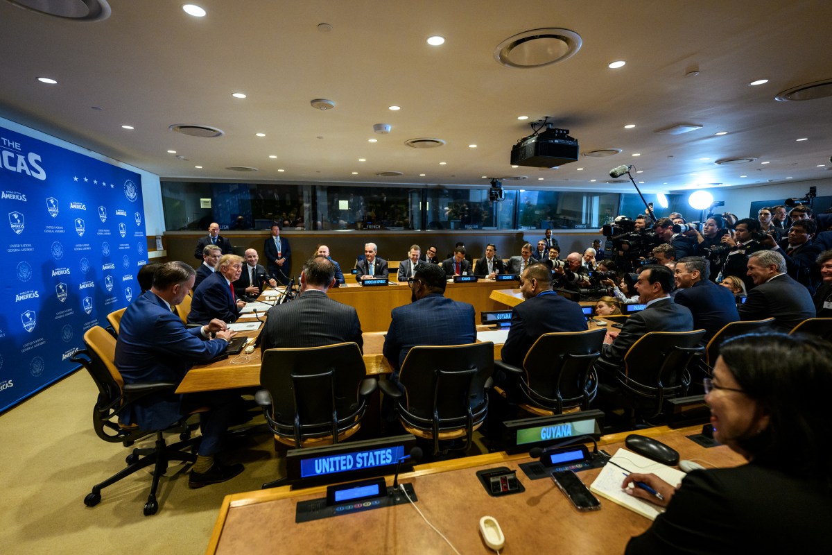 President Donald J. Trump participates in a drop-by at a Shield of America Event at the United Nations Headquarters in New York City, Tuesday, September 22, 2026. (Official White House Photo by Daniel Torok)