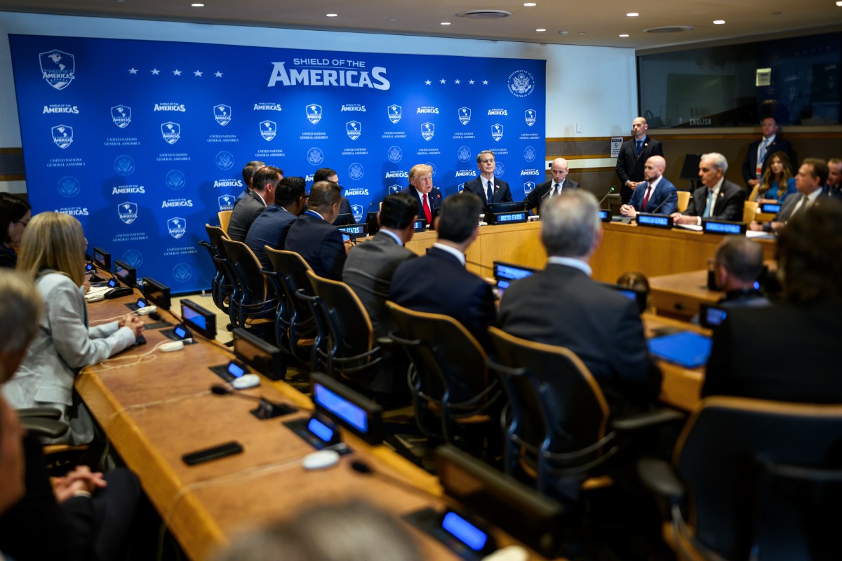 President Donald J. Trump participates in a drop-by at a Shield of America Event at the United Nations Headquarters in New York City, Tuesday, September 22, 2026. (Official White House Photo by Daniel Torok)