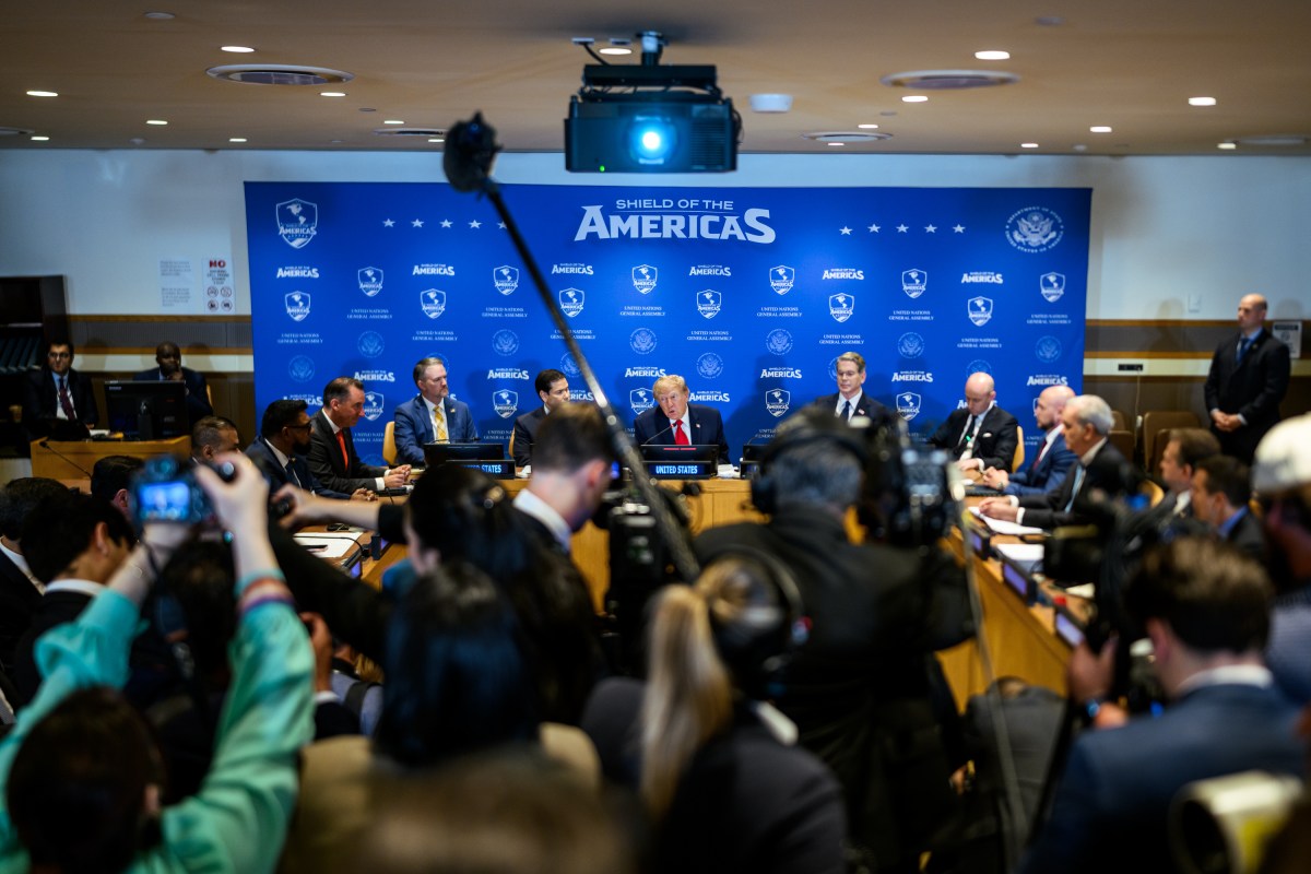 President Donald J. Trump participates in a drop-by at a Shield of America Event at the United Nations Headquarters in New York City, Tuesday, September 22, 2026. (Official White House Photo by Daniel Torok)