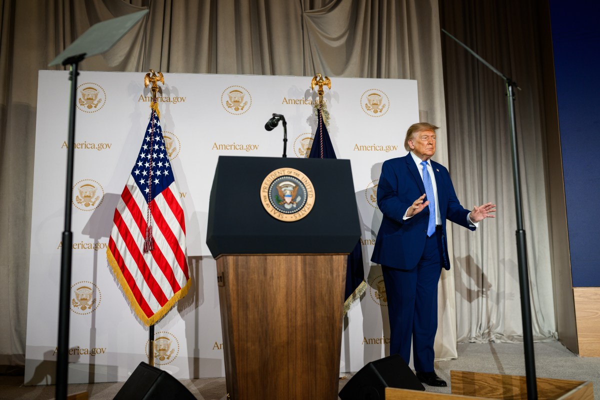 President Donald J. Trump delivers remarks on America.gov, a new AI-powered website for navigating federal government information and services, at the Andrew W. Mellon Auditorium in Washington, D.C., Tuesday, September 29, 2026. (Official White House Photo by Daniel Torok)