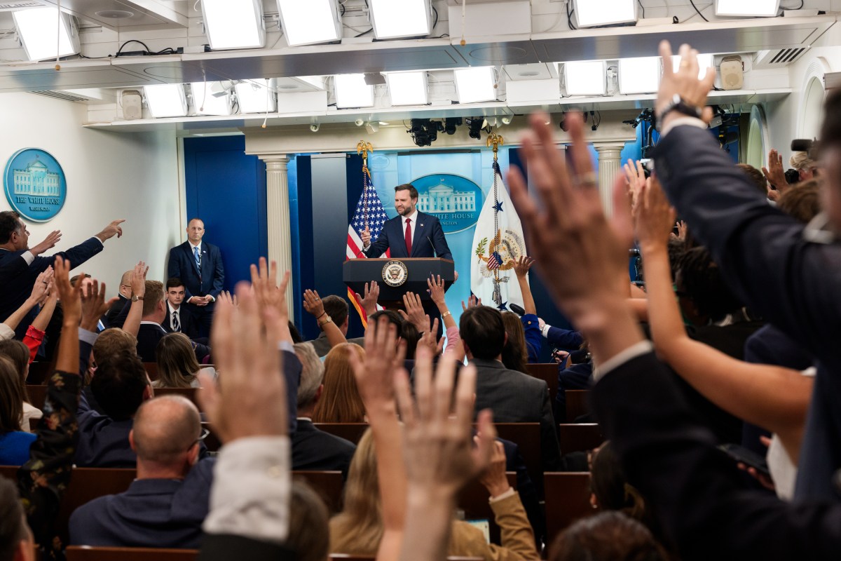 Vice President JD Vance participates in the daily briefing in the James S. Brady Press Briefing Room at the White House, Thursday, September 3, 2026.  (Official White House Photo by Emily J. Higgins.)