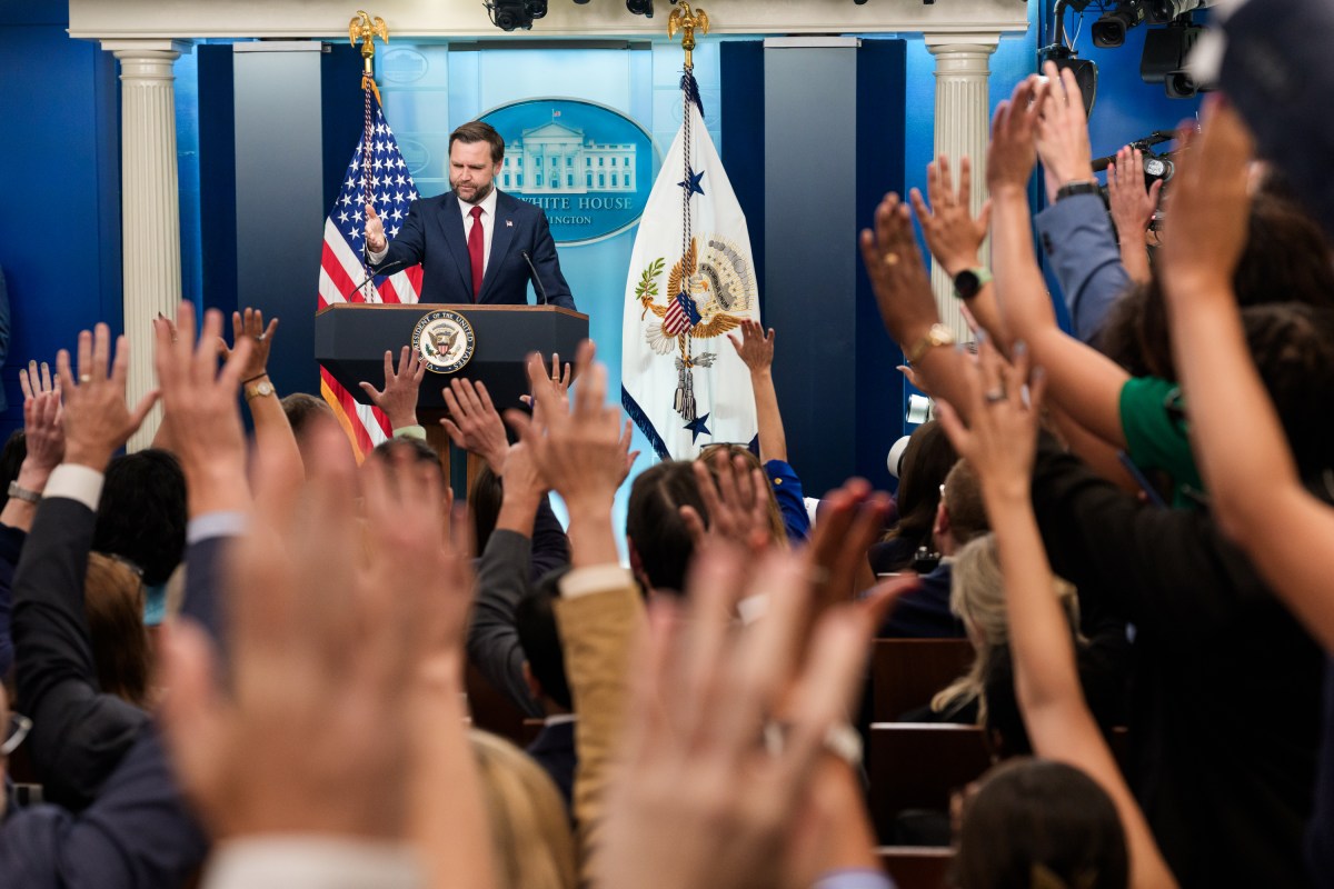 Vice President JD Vance participates in the daily briefing in the James S. Brady Press Briefing Room at the White House, Thursday, September 3, 2026.  (Official White House Photo by Emily J. Higgins.)
