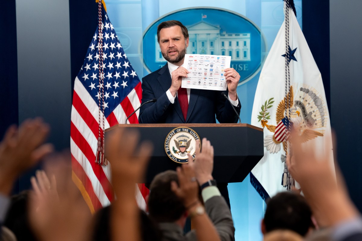 Vice President JD Vance participates in the daily briefing in the James S. Brady Press Briefing Room at the White House, Thursday, September 3, 2026.  (Official White House Photo by Emily J. Higgins.)