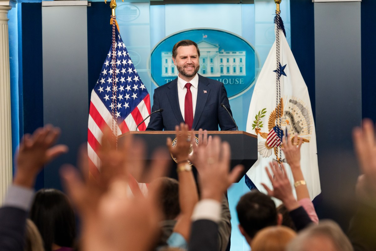 Vice President JD Vance participates in the daily briefing in the James S. Brady Press Briefing Room at the White House, Thursday, September 3, 2026.  (Official White House Photo by Emily J. Higgins.)