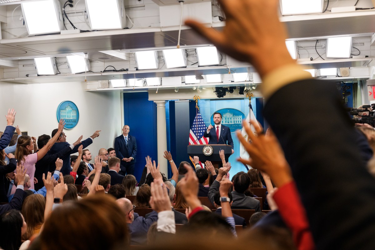 Vice President JD Vance participates in the daily briefing in the James S. Brady Press Briefing Room at the White House, Thursday, September 3, 2026.  (Official White House Photo by Emily J. Higgins.)