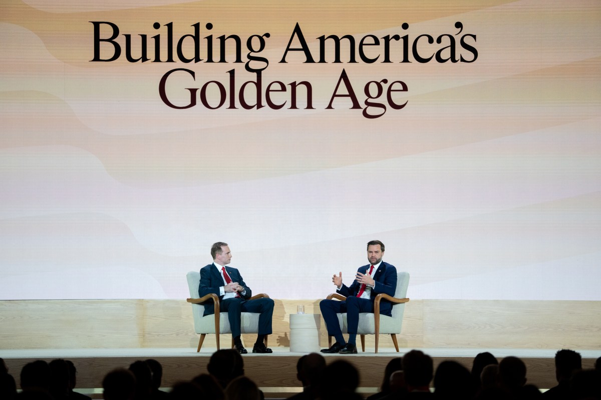 Vice President JD Vance participates in a fireside chat with Joe Gebbia, U.S. Chief Design Officer of the National Design Studio, at the Mellon Auditorium in Washington, D.C. after an event launching the America.gov website, Tuesday, September 29, 2026. (Official White House Photo by Emily J. Higgins)
