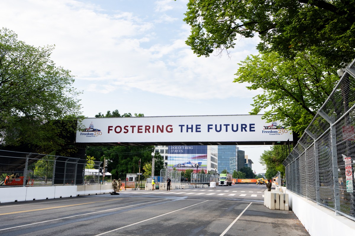 An IndyCar is moved into the Rose Garden, by a crane, in preparation for A Celebration of IndyCar’s Commitment to Fostering the Future event, Thursday, August 20, 2026, at the White House. (Official White House Photo by Andrea Hanks)