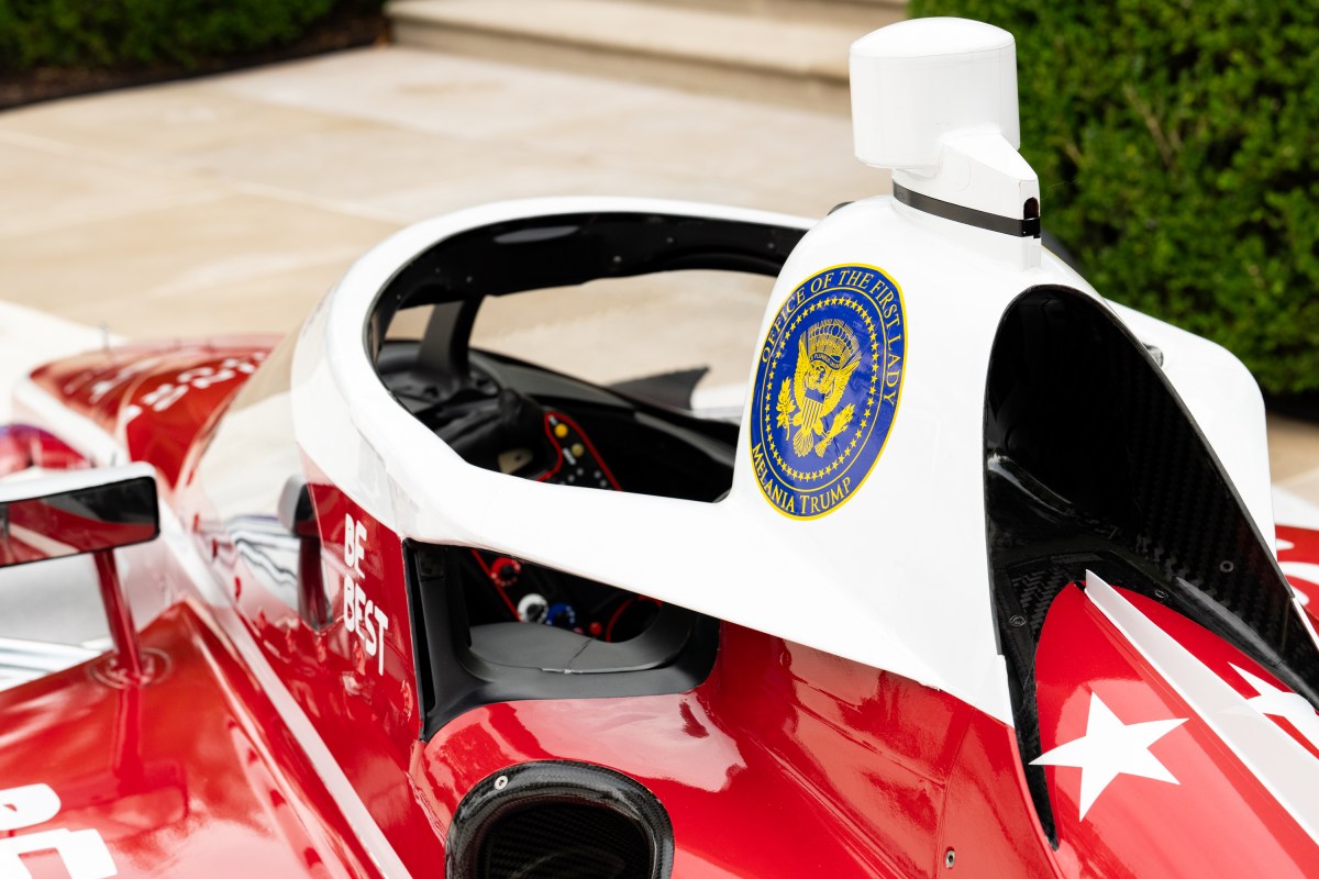 An IndyCar is moved into the Rose Garden, by a crane, in preparation for A Celebration of IndyCar’s Commitment to Fostering the Future event, Thursday, August 20, 2026, at the White House. (Official White House Photo by Andrea Hanks)