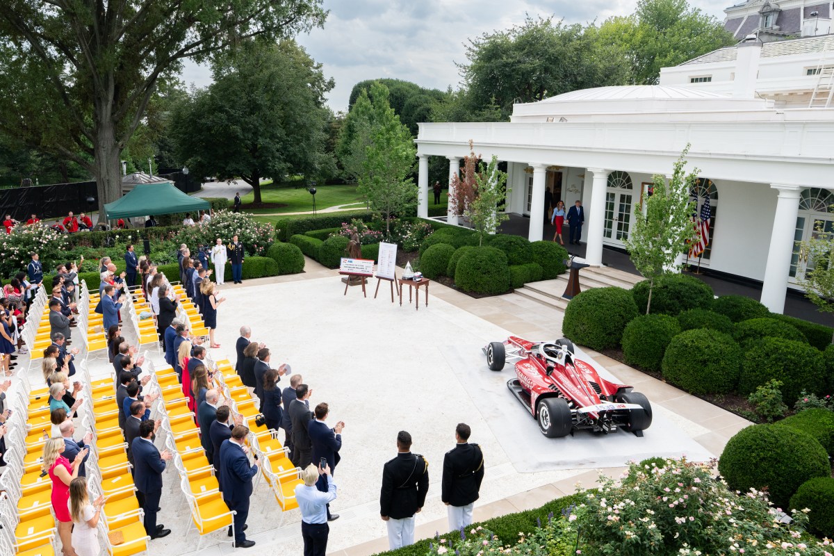 First Lady Melania Trump participates in A Celebration of IndyCar’s Commitment to Fostering the Future event, Thursday, August 20, 2026, in the Rose Garden of the White House. (Official White House Photo by Andrea Hanks)