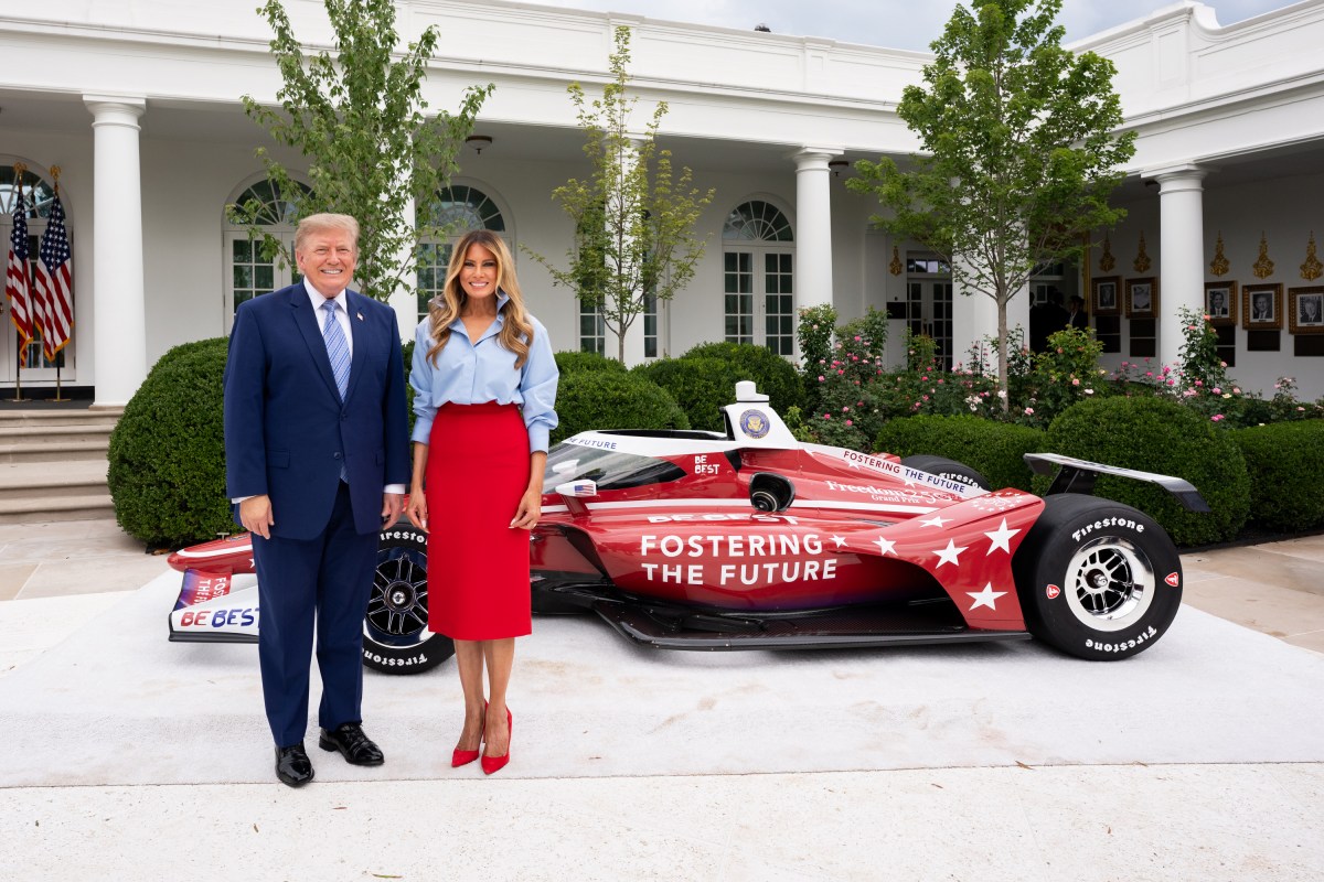 First Lady Melania Trump participates in A Celebration of IndyCar’s Commitment to Fostering the Future event, Thursday, August 20, 2026, in the Rose Garden of the White House. (Official White House Photo by Andrea Hanks)